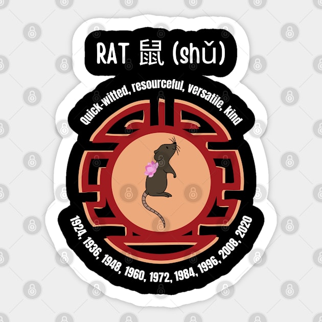 Chinese astrology Rat Sticker by InspiredCreative